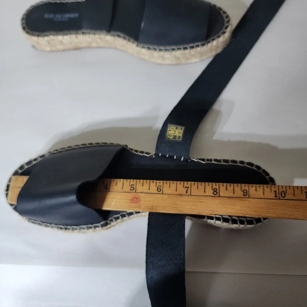 Ilse Jacobsen Hornbaek Black Leather Espadrille Sandals Made in Spain Size 39